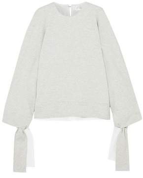 Victoria, Victoria Beckham Cutout Melange Cotton-blend Jersey Sweatshirt