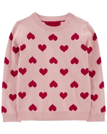 Pink Kid Valentine's Day Heart Sweater | carters.com
