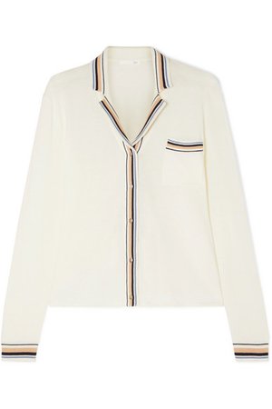 Skin | Eloise striped organic cotton-blend jersey pajama top | NET-A-PORTER.COM