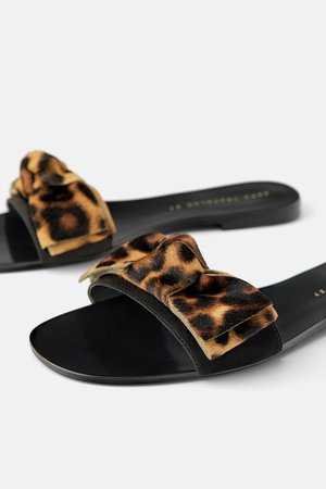 FLAT SANDALS WITH ANIMAL PRINT BOW-SHOES-SALE-WOMAN | ZARA United States