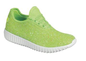 Lime Green Glitter Sneakers