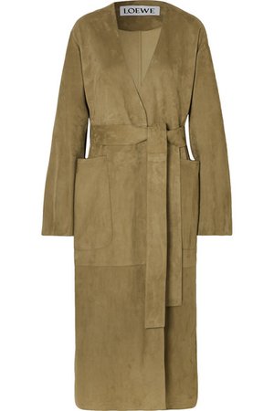 Loewe | Belted suede coat | NET-A-PORTER.COM