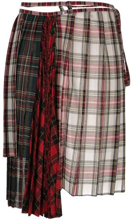 asymmetric tartan skirt