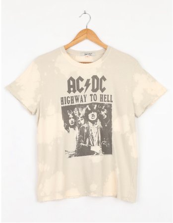 Junk Food AC/DC Highway to Hell Taupe Distressed Graphic Tee