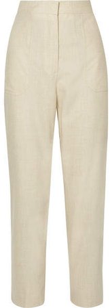 Wool-blend Straight-leg Pants - Ivory
