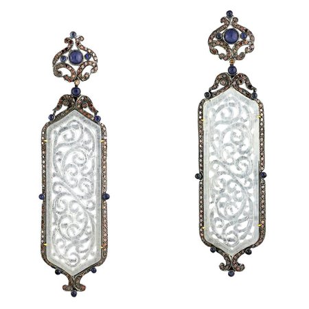 Black Carved Jade Earring with Diamonds For Sale at 1stDibs | carved jade earrings
