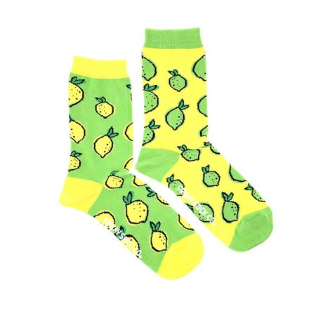 Womens Socks Mismatched Lemon Lime Redesign Crew Food | Etsy