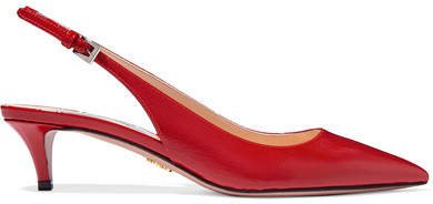 45 Textured-leather Slingback Pumps