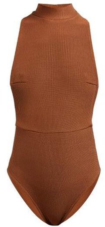 Haight - Kate Cut Out Stretch Knit Swimsuit - Womens - Camel
