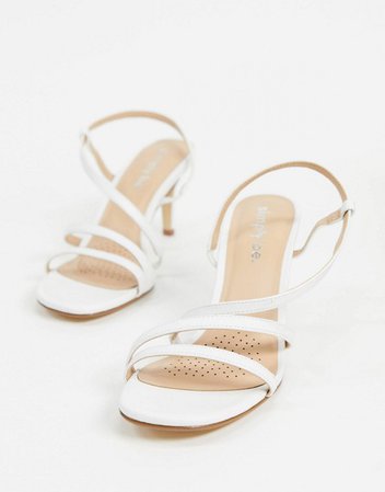Simply Be Wide Fit strappy square toe heeled sandal in white | ASOS