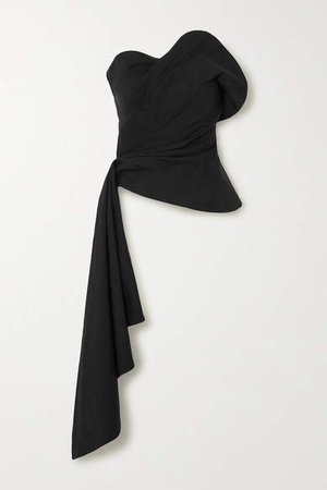Draped Wool-blend Twill Bustier Top - Black