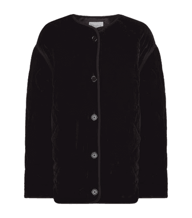Sandro Jacky Quilted Velvet Jacket Black
