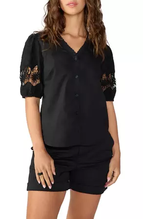 Sanctuary Lace Puff Sleeve Button-Up Blouse | Nordstrom