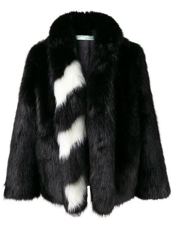 Striped Collar Fur Jacket by Off White