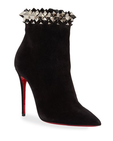 Christian Louboutin Firmamma Suede Spike Red Sole Booties | Neiman Marcus