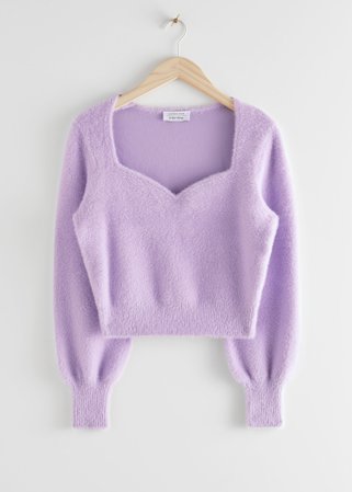 Cropped Sweetheart Neck Sweater - Lilac - Sweaters - & Other Stories