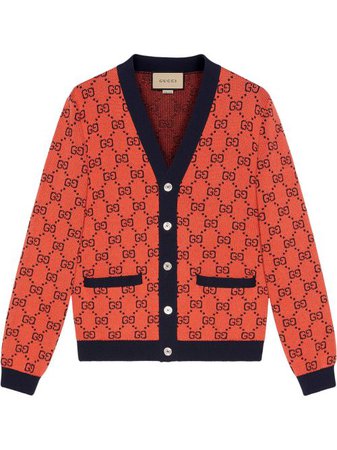 Shop orange & black Gucci GG Supreme wool cardigan with Express Delivery - Farfetch