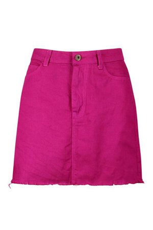 Magenta Denim Skirt | Boohoo