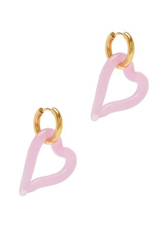 SANDRALEXANDRA Heart of Glass 18kt gold-plated hoop earrings | Harvey Nichols