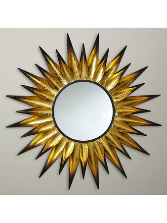 John Lewis & Partners Large Sunburst Mirror, Dia.92cm, Gold/Black at John Lewis & Partners