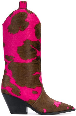 cow pattern cowboy boots