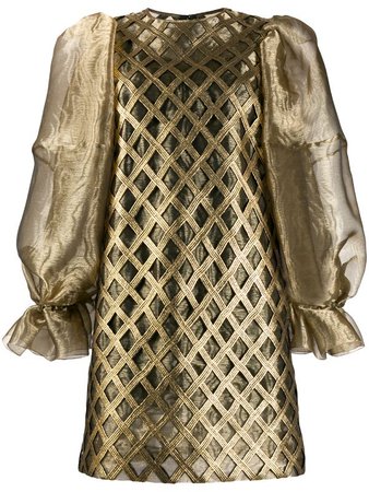 Dolce & Gabbana Puffed Sleeves Metallic Short Dress Aw19 | Farfetch.com