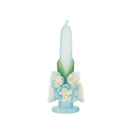 Flora Candle, Baby Blue and Ivory