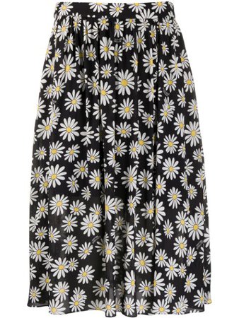Shop black & white Boutique Moschino daisy-print midi skirt with Express Delivery - Farfetch