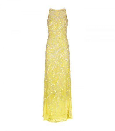 Jenny Packham Embellished Silk Gown Womens Gowns Yellow - Rose Victorian