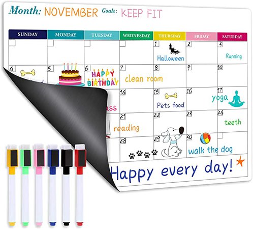 Amazon.com : Magnetic Calendar for Refrigerator - Fridge Calendar, Magnetic Dry Erase Calendar with Six Markers, Monthly Calendar Whiteboard, 16.9" x 11.8", Desk & Wall & Fridge Calendar/Planner - Colorful : Office Products