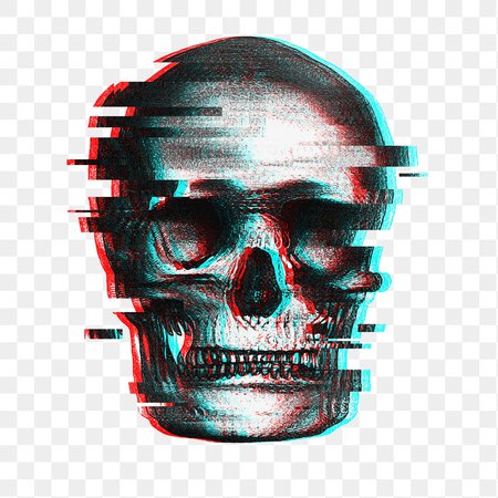 Skull with glitch effect sticker overlay | Free stock illustration | High Resolution graphic