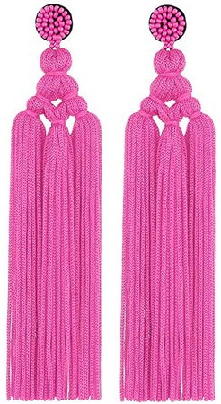 Amazon.com: long tassel earrings (Hot Pink E): Jewelry