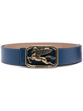 Shop blue Etro Pegaso buckled leather belt with Express Delivery - Farfetch