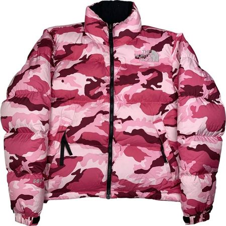 Authentic North Face Pink Camo Down Puffer... - Depop