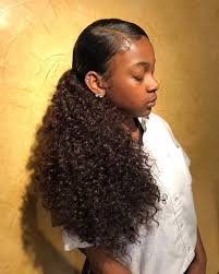curly natural low side ponytail - Google Search