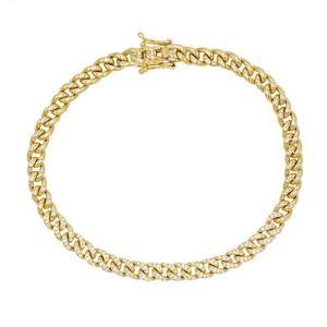14K Gold Diamond Cuban Chain Bracelet | Adina's Jewels