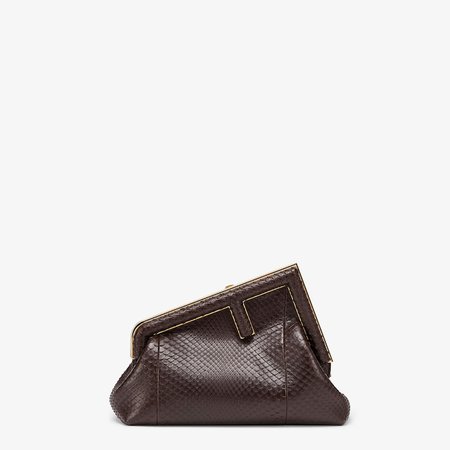 Fendi First Small - Dark brown python leather bag | Fendi