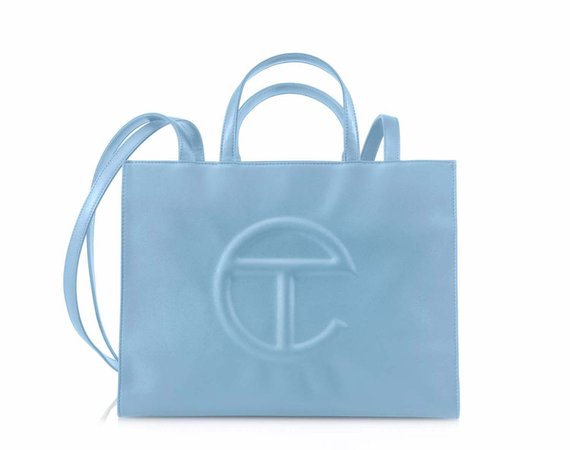 telfar pool blue shopping bag