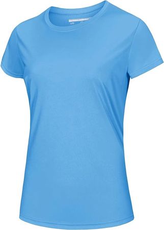 Amazon.com: MAGCOMSEN Women Athletic Tee Shirts Short Sleeve Hiking Shirts Quick Dry UV Protection Clothing for Women Running Performance Shirts Lake Blue,L : Clothing, Shoes & Jewelry