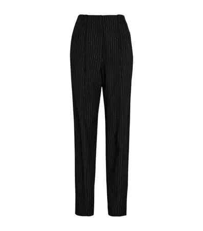 Alessandra Rich Wool-blend Pinstripe Trousers in Black