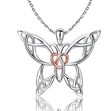 Amazon.com: MANBU 925 Sterling Sliver Celtic Jewelry - Butterfly Heart Necklace Irish Knot Pendant for Girls Ladies Women: Jewelry