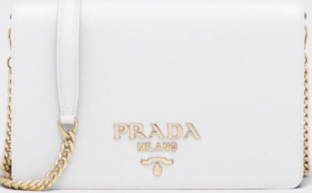 prada white and gold handbag
