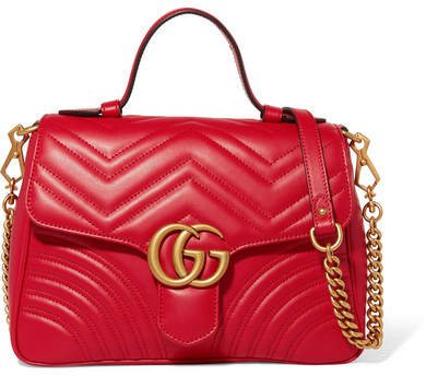 Gg Marmont Small Quilted Leather Shoulder Bag - Red