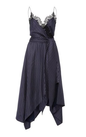 Emma Lace-Trimmed Striped Twill Wrap Dress By Jonathan Simkhai | Moda Operandi