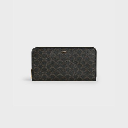 Large zipped wallet in Triomphe Canvas - Black | CELINE