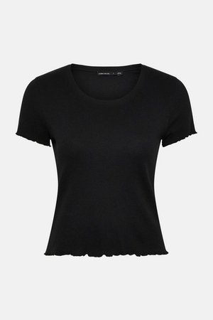 Organic Cotton Jersey Scoop Rib T-Shirt | Karen Millen