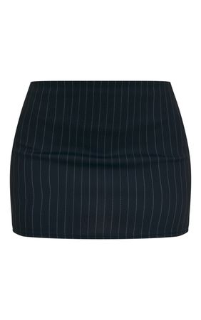 Black Pinstripe Stretch Woven Micro Mini Skirt | PrettyLittleThing CA