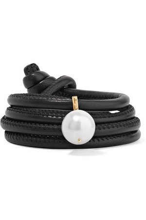 Mizuki | Convertible leather, 14-karat gold and pearl bracelet | NET-A-PORTER.COM