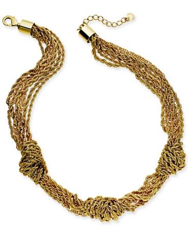 Charter Club Gold-Tone Multi-Chain Knotted Collar Necklace, 17" + 2" extender, Created for Macy's & Reviews - Necklaces - Jewelry & Watches - Macy's