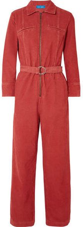 Drayson Belted Cotton-corduroy Jumpsuit - Red